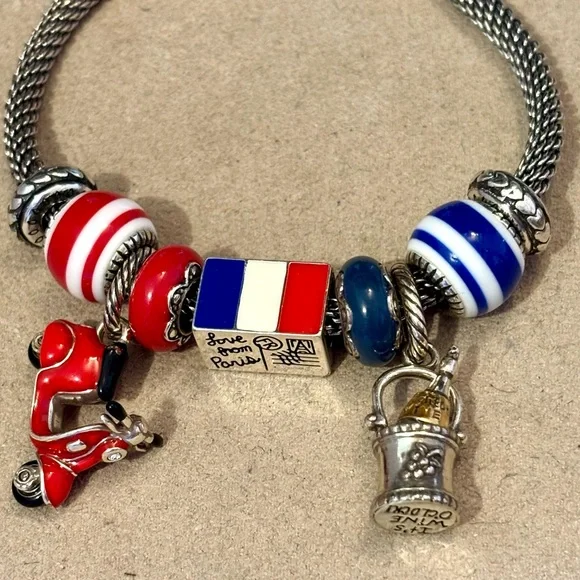 🆕 Brighton Wine O’Clock charm Silver & gold Bottle in bucket Red enamel heart - Picture 5 of 6